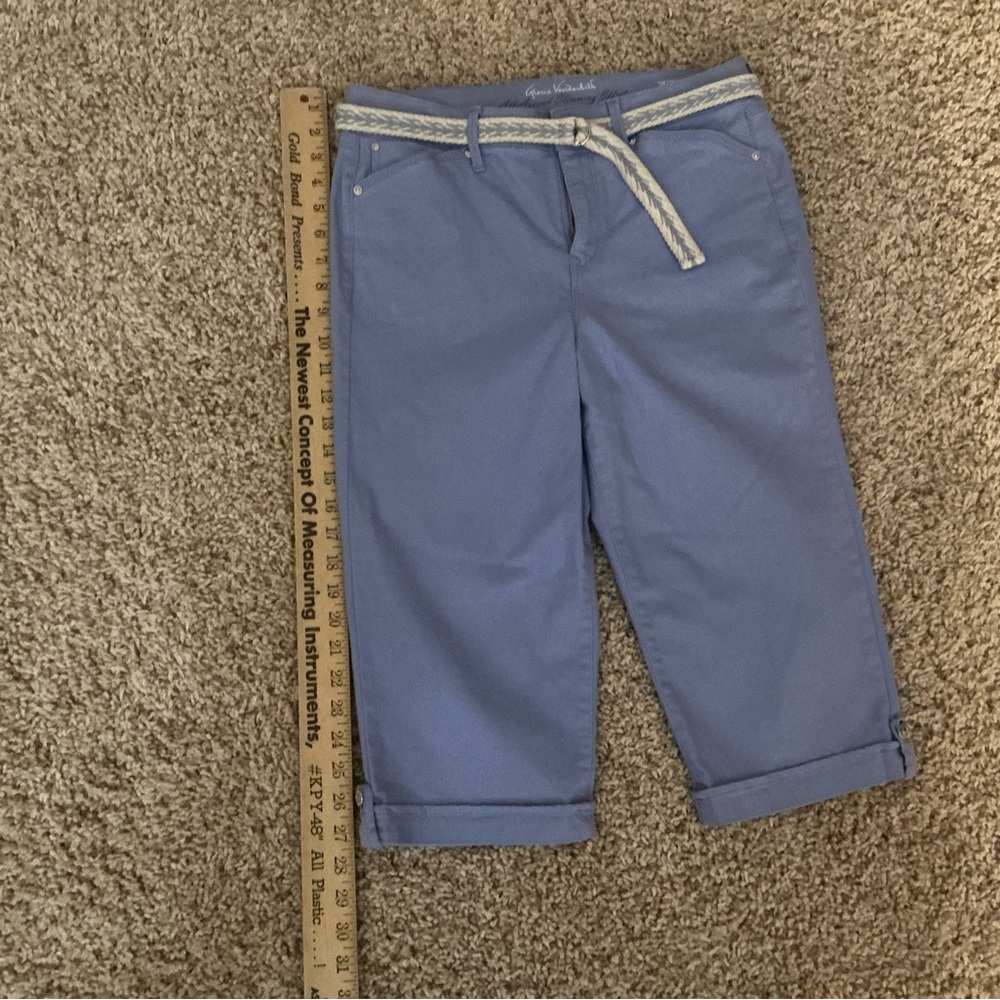 Blue Cropped Pants with Belt